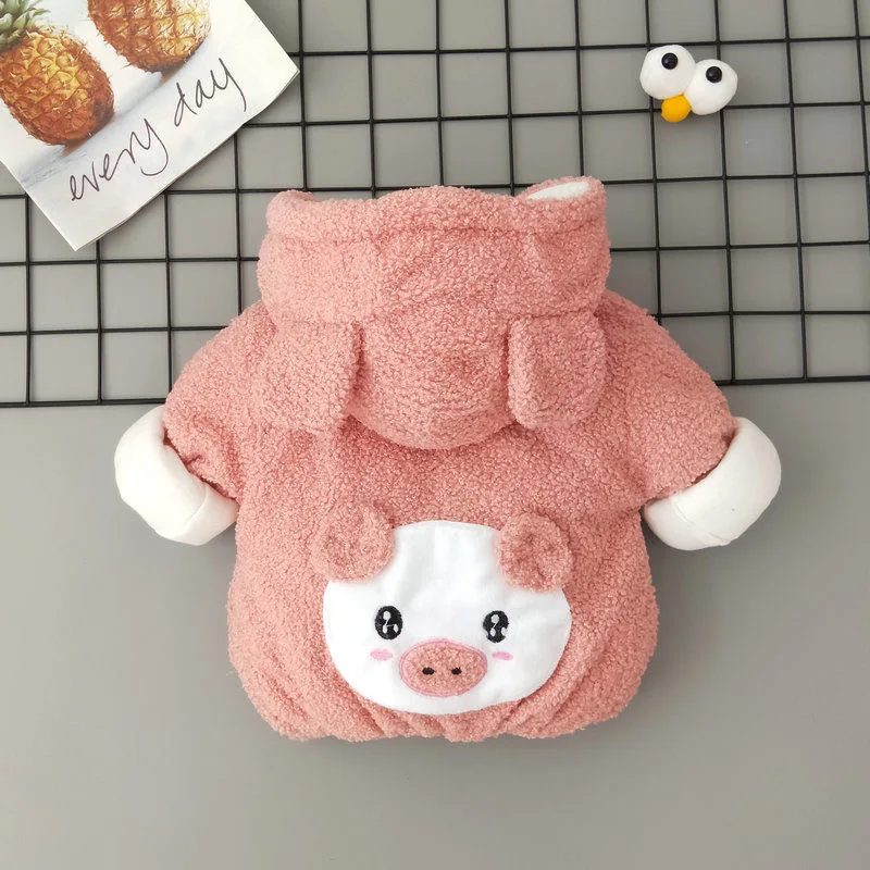 0-36 Months Newborn Baby Girl Clothes Cute Piggy Hooded Baby Boys Jacket Winter Warm Fleece Outwear For Girls Coat Birthday Gift
