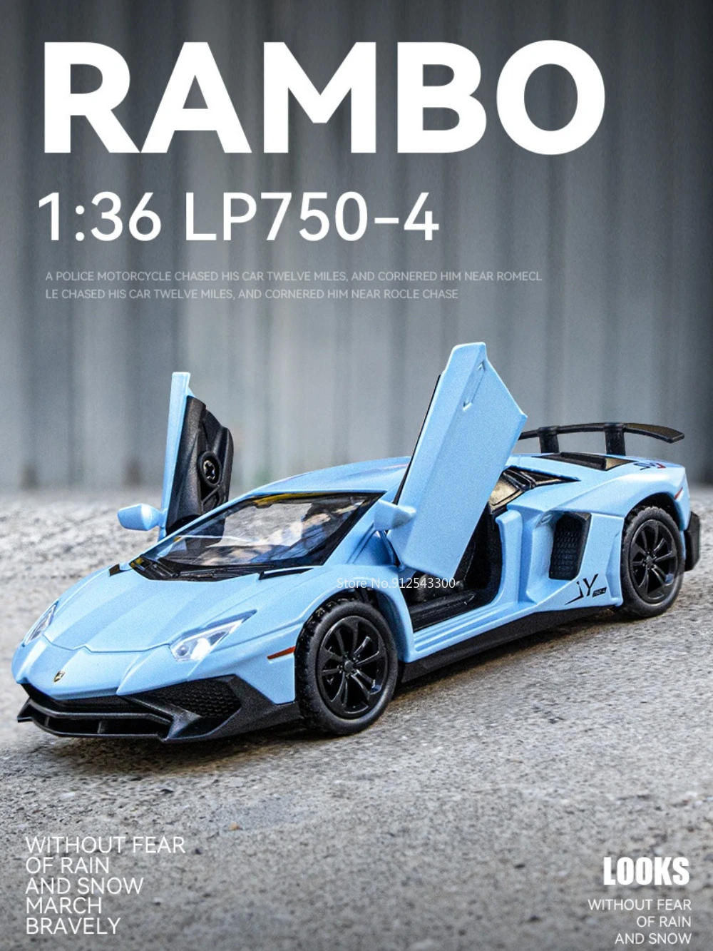 

Модель игрушечного автомобиля Rambo LP750, литый под давлением, 2 двери, открытая модель автомобиля со звуком, модель автомобиля для мальчиков, коллекция подарков на день рождения, масштаб 1/36