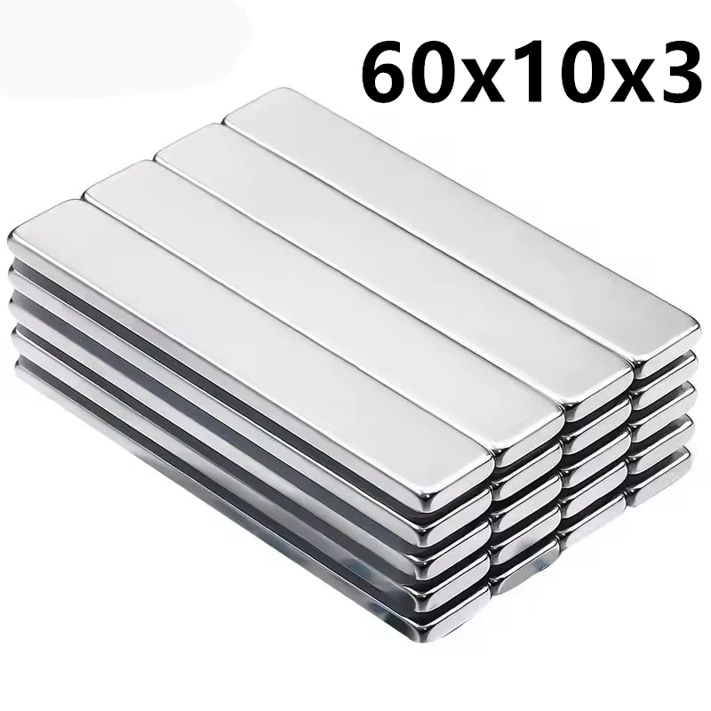 แม่เหล็กติดตู้เย็นทรงสี่เหลี่ยมผืนผ้าขนาด 60x10x3 มม. แม่เหล็กแรงสูง ใช้แทนตะขอได้ เหมาะสำหรับตู้เย็น ห้องครัว รูปภาพ บันทึก สำนักงาน 1