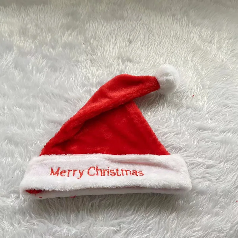 Santa Hat Santa Letter Embroidery Silk Red Snowflake Plush Christmas Hat Christmas Embroidery Ornaments