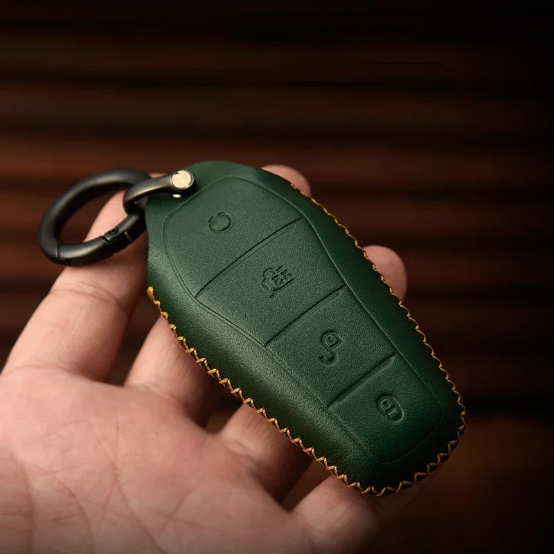 

Cowhide Leather Simple Style Car Remote Key Case Cover For BYD Tang EV DMI DMP 2020 - 2024