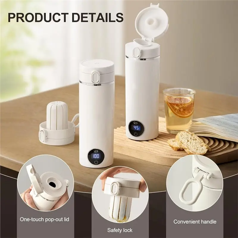 【BRAND NEW】500Ml Mini Portable Travel Kettle, USB-C Electric Water Heater, 300W Fast Heating, 37‑100°C Temperature Control EU Pl 5