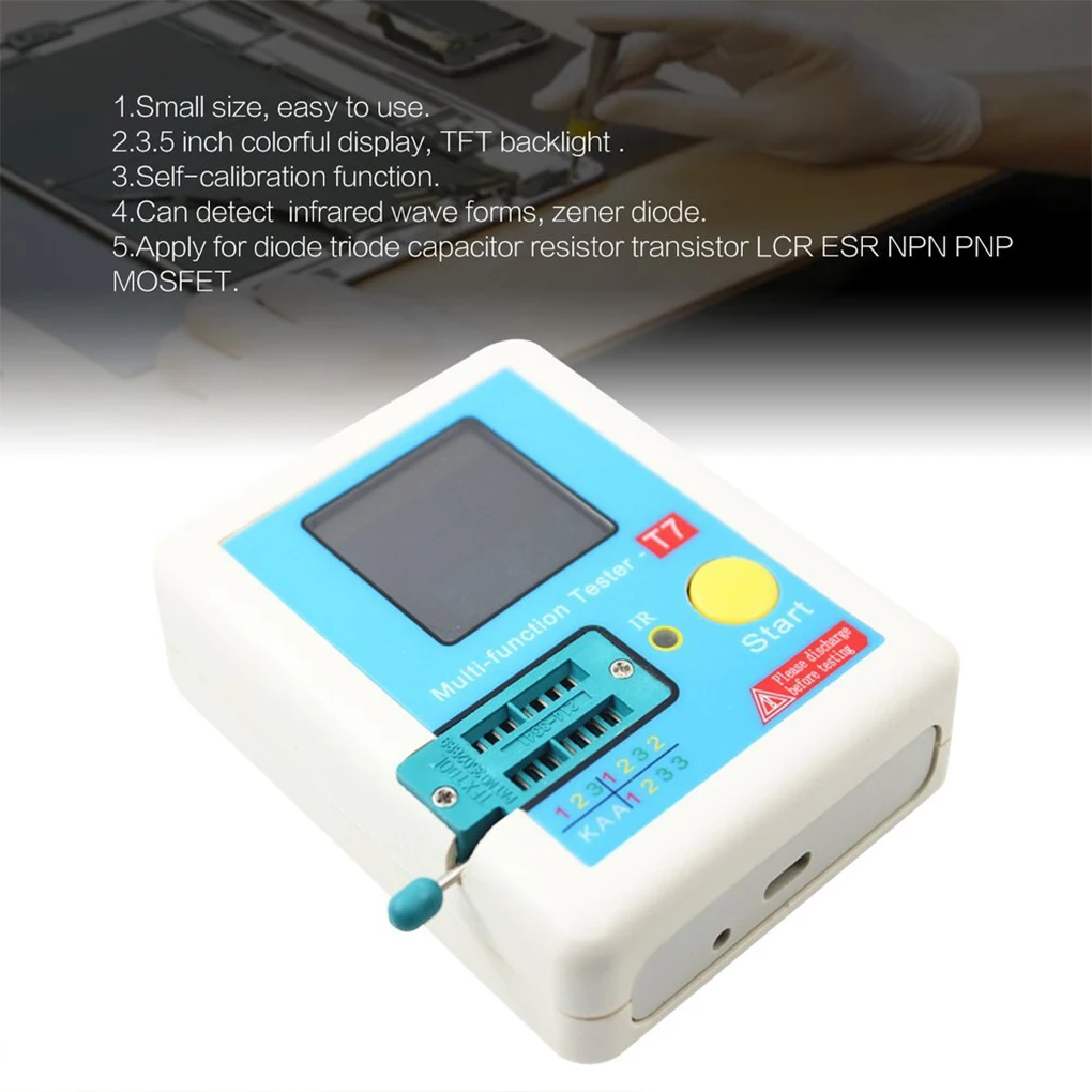 LCR-T7 Transistor Tester Zener Diode Voltage Regulator NPN PNP Bipolar Potentiometer Inductor Capacitor Thyristor