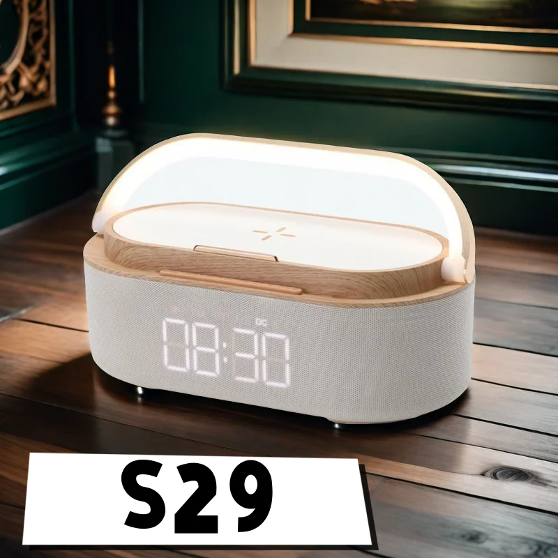

FM Radio Portable Bluetooth speaker stereo surround sound subwoofer desktop home theater lighting alarm clock display Audience
