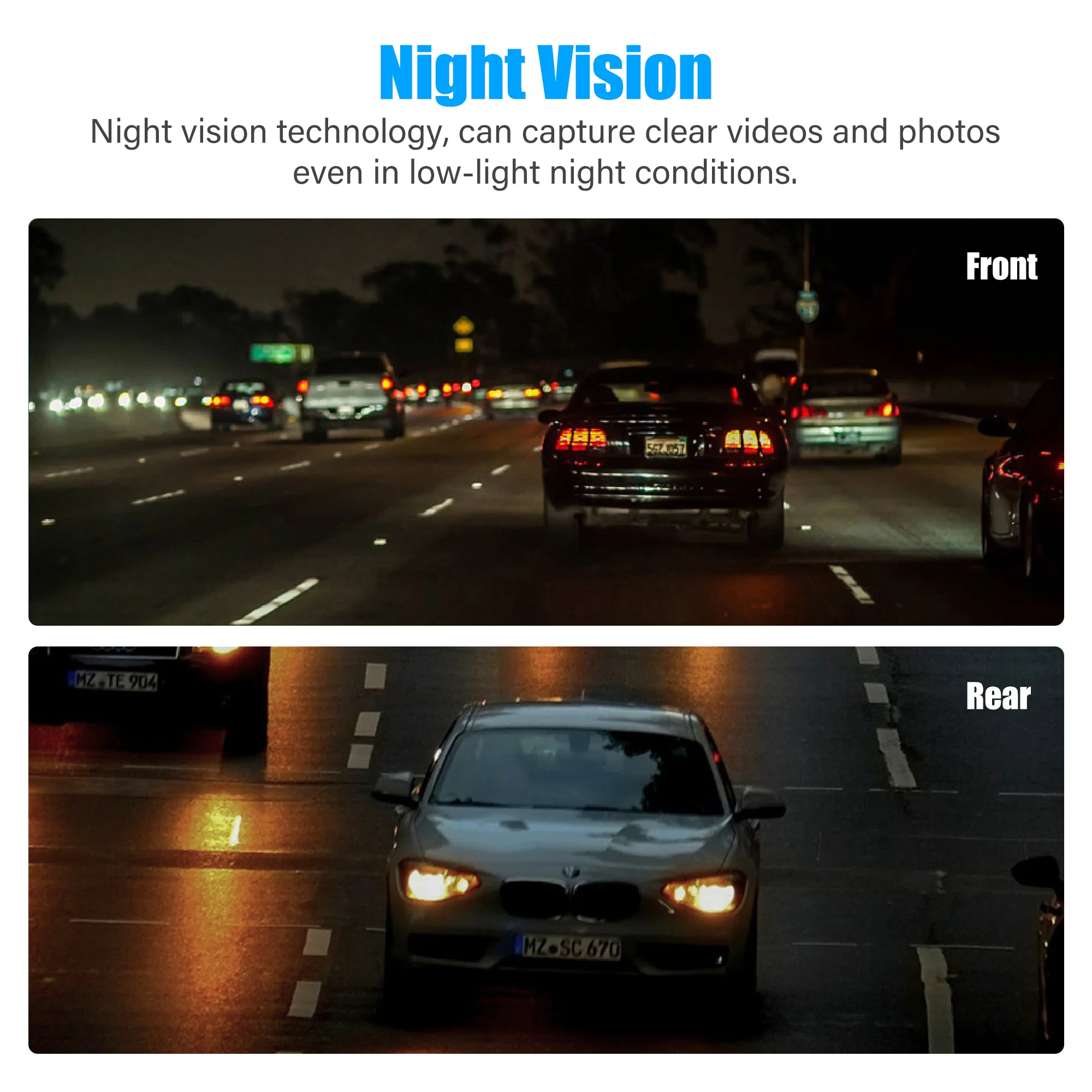 Dash Cam Front and Rear View Camera Video Recorder Dual Lens Car Dvr Cycle Recording Night Vision G-sensor 1080P Dashcam 4 Inch