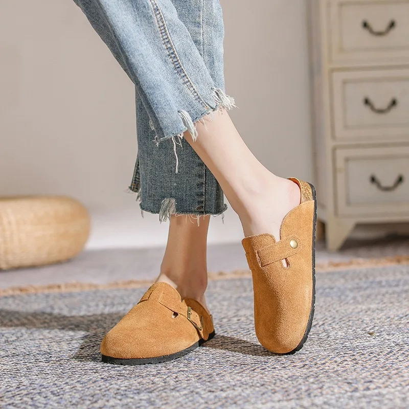 Women's Cork Clogs With Arch Support Adjustable Buckle Slippers_voghion.com