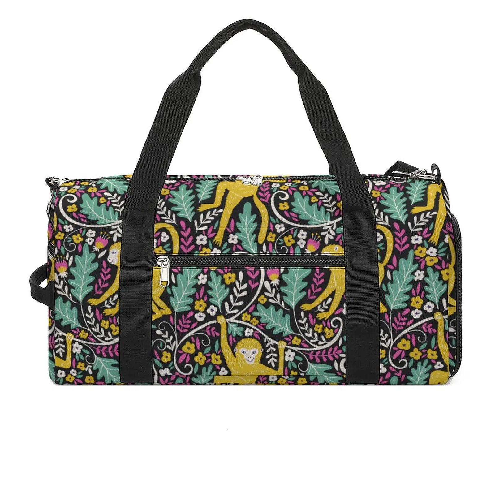

Funny Monkey Sports Bags Floral Print Travel Training Gym Bag Gym Accessories Cute Handbags Couple Custom Outdoor Fitness Bag
