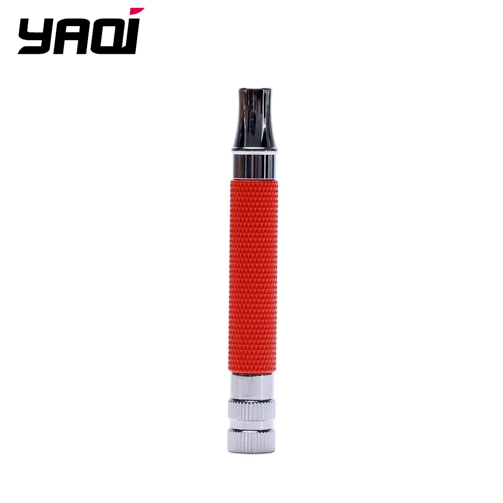 Yaqi Bright Orange and Chrome Color Brass Safety Razor Handle for Mens