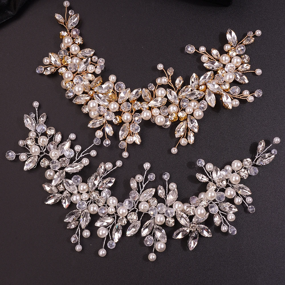 Bridal Rhinestones Headband Crystal Tiara for Women Pearl Wedding Headpieces for Bride Prom Birthday Party Hair Accessories hair accessories bridal hair accessories