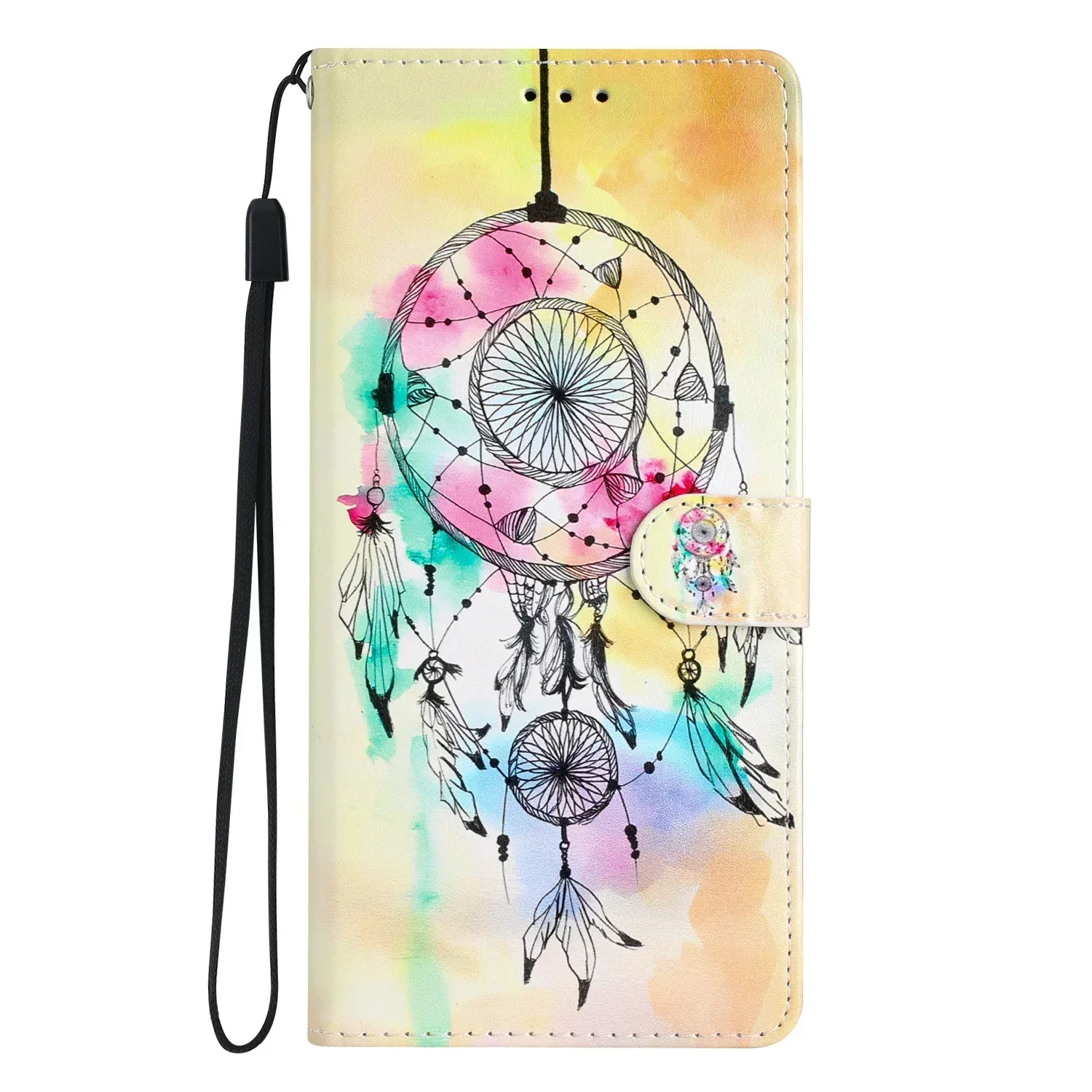 Colorful Vibrant Painted Flip Leather Wallet Phone Case with Card Slots