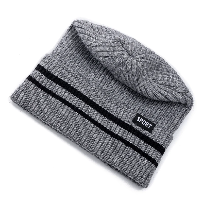Unisex Winter Hat Plush Fleece Warm Cap Stylish Striped Soft Beanie Hat For Men&Women Outdoor Thicken Ski Knitted Hat