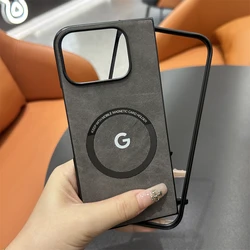 Magsafe Sheepskin Leather Magnetic Phone Case with Wireless Charging Cover for Pixel Fold2 (Grey)