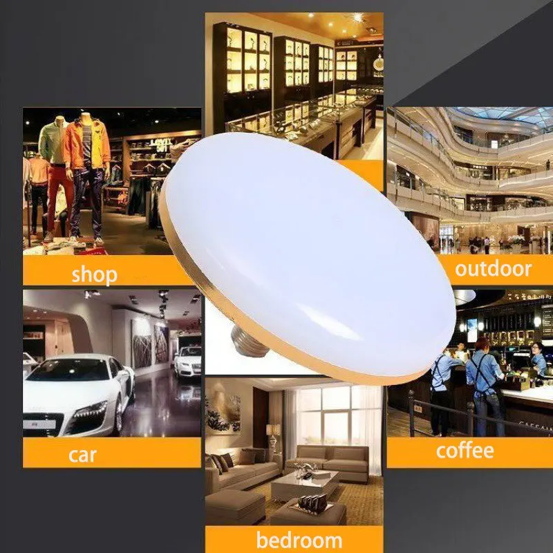 LED 전구 AC 220v E27 베이스 가정용 에너지 절약 램프 15W 실내 조명 플라잉 소서 조명 6500k 천장 램프 차고 조명