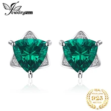 5.4ct Pear Rich Emerald Dangle Earrings Solid Sterling Silver Silver 925 Gift