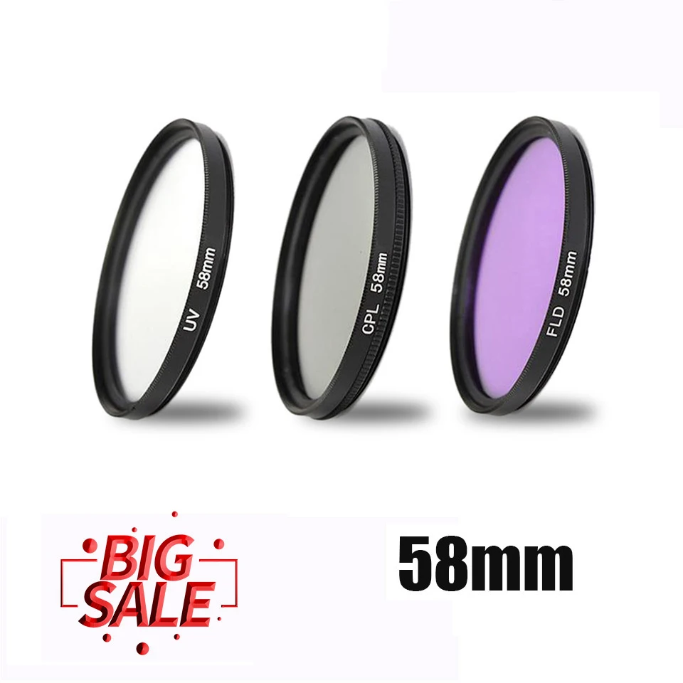 

3in1 58mm UV FLD CPL Circular polarizer Lens Filter kit for Canon EOS 1300D 1200D 1100D 800D 760D 750D 700D 650D 600D 100D 70D