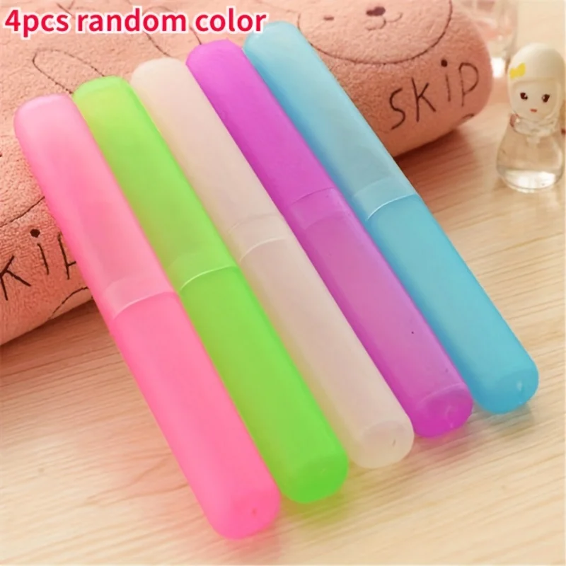 4PCS/Set Random Color Travel Toothbrush Storage Box, Breathable and Clean, Suitable for Home, School, Business and Camping