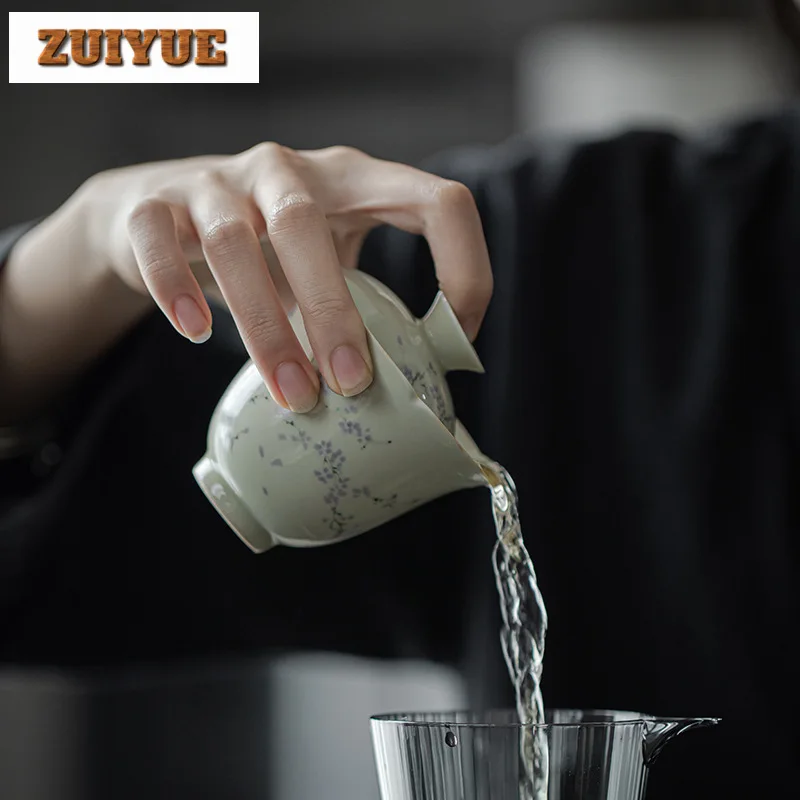Plant Ash Blue Yingluo Cover Bowl Household Ceramic Tea Cup Anti Scald Gaiwan Luxury Tea Tureen Making Drinkware Gifts 120ml
