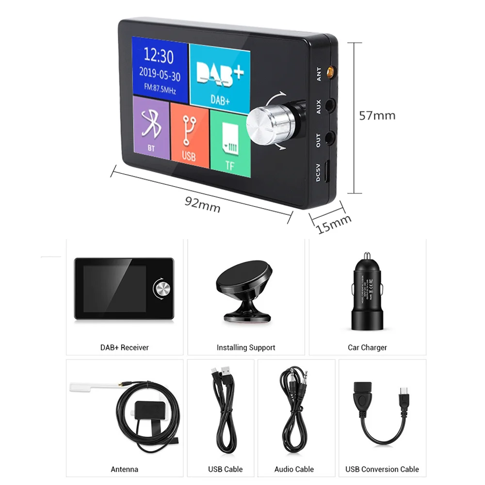 Car Multimedia Player 2.8 Inch Color Screen DAB/DAB+ Digital Broadcast Receiver For European Cars Video Display FM Transmitter MP3 Digital AUX