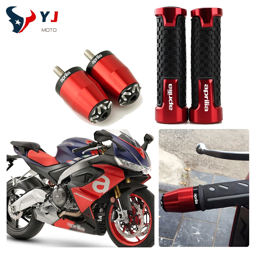 

With Aprilia Logo Motorcycle Accessories 7/8" 22MM Handlebar Hand Grips Handle Bar End Cap Plug For For Aprilia RS125 1996-2005