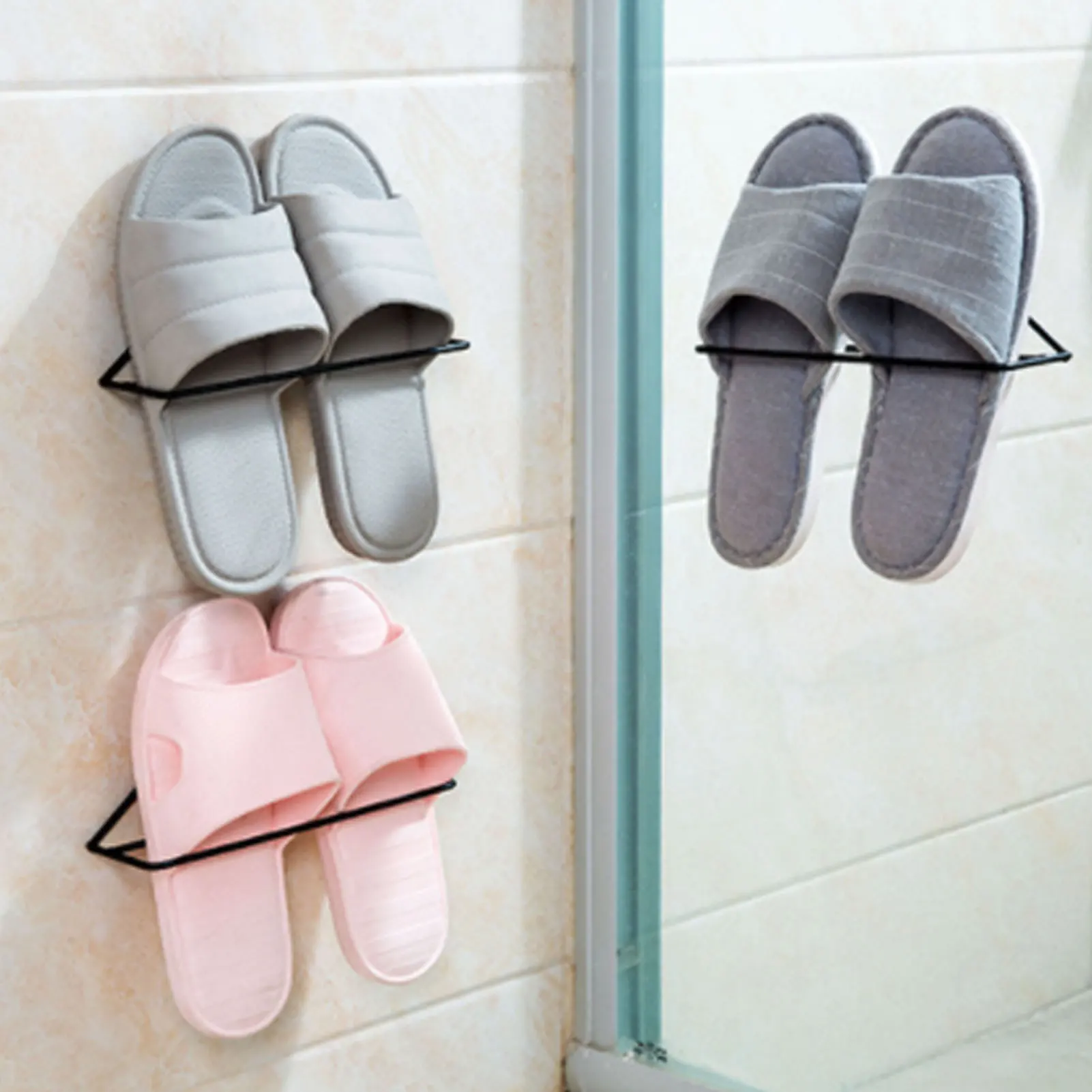 Slippers Rack Metal Slipper Hanging Stands Self Adhesive Stable Slipper Holders For Home Gym Office Hotel