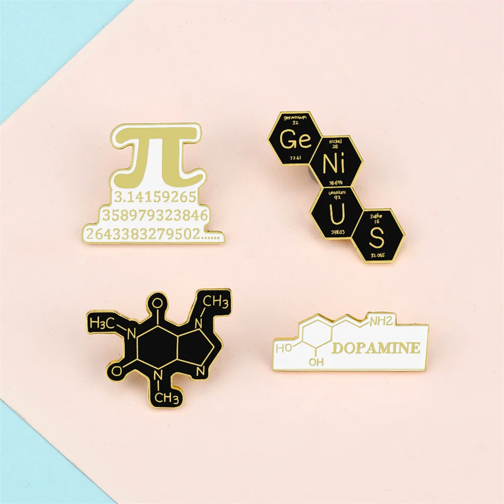 Liebe Mathe Wissenschaft Brosche Chemie molekulare Gleichung Dopamin  Emaille Pin Rucksack Anstecknadeln schwarz weiß Metall Abzeichen Schmuck -  AliExpress, image size:1000x1000