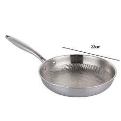Premium Stainless Steel Wok Frying Pan - Uncoated, Nonstick Cookware (22cm)