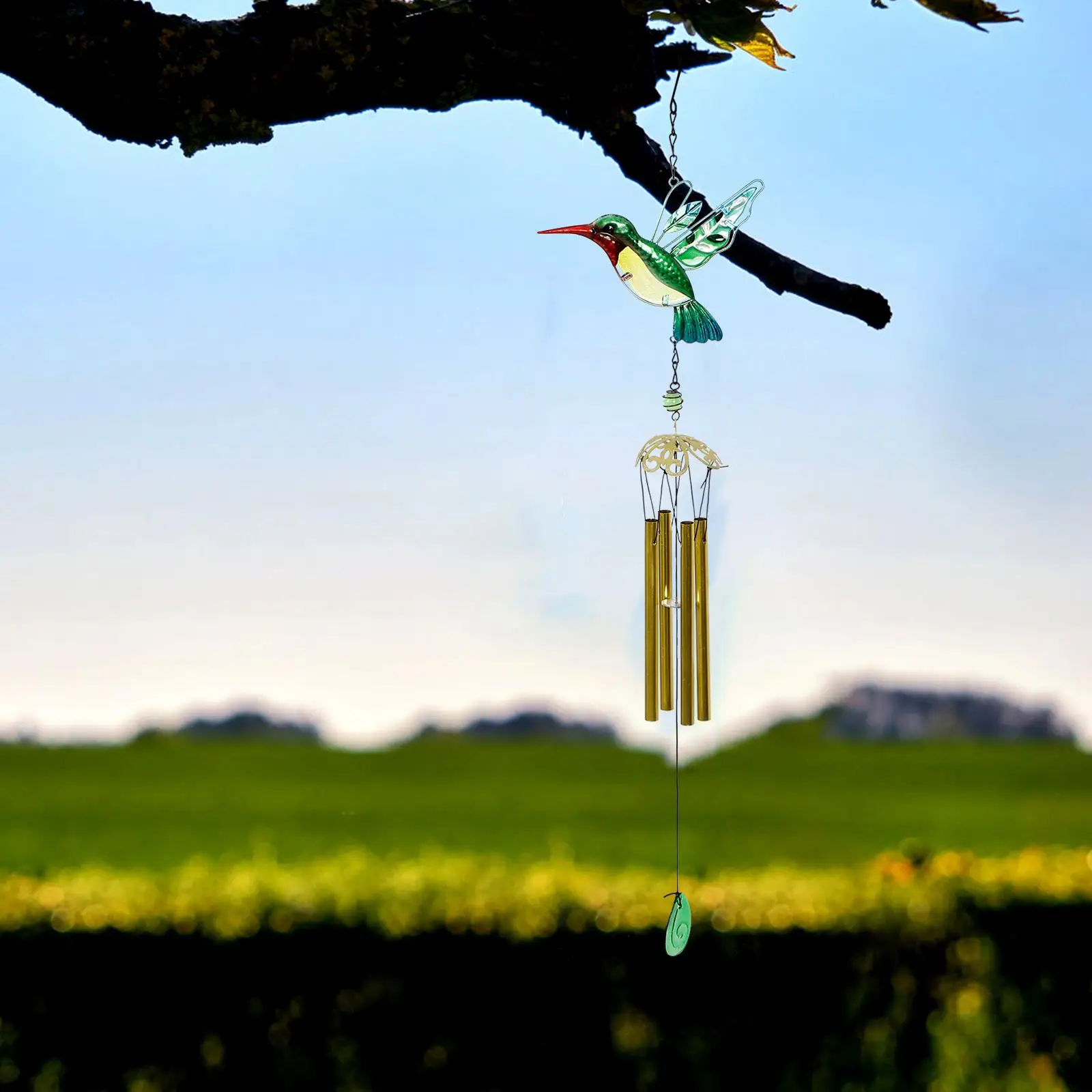 Hummingbird Wind Chimes Garden Hanging Bell Gifts Balcony Ornaments Ring Christmas Glass Hummingbirds for Women Windchimes 5