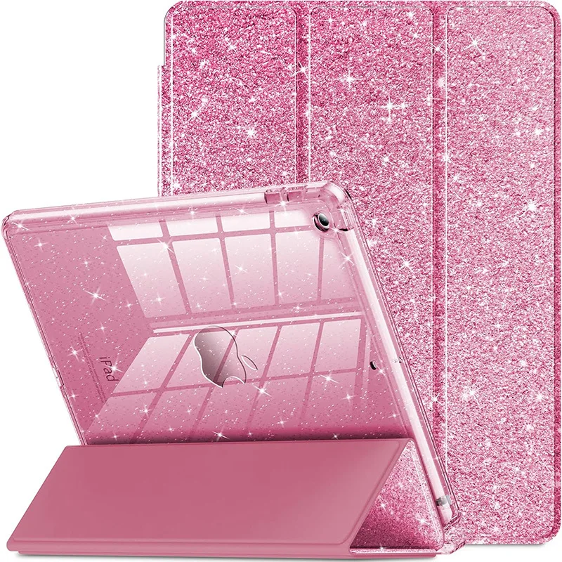 Glittering Sparkly Tablet Case with Pencil Holder and Auto Sleep Feature