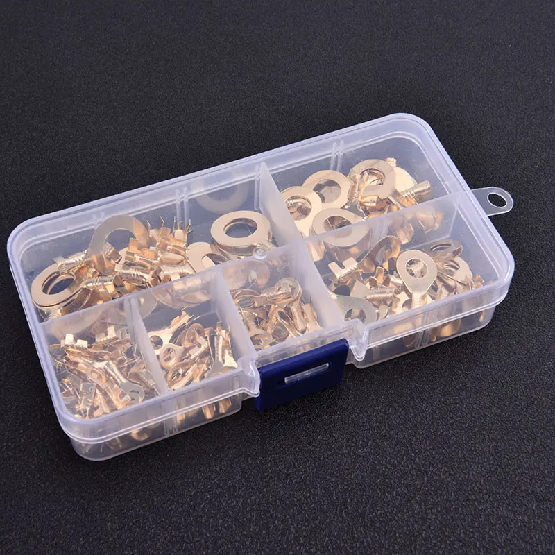150pc Terminal Connector Cold Pressed Crimp Copper Brass Nose Wiring Fork Set M3 M4 M5 M6 M8 M10 Automotive Electronic Accessory