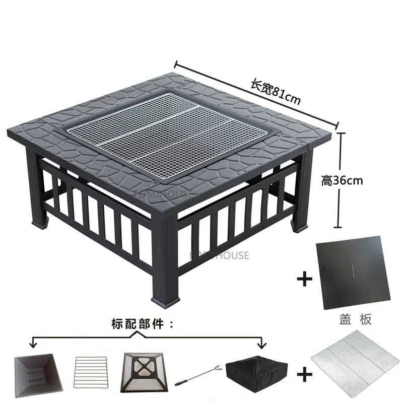 Modern Stainless Steel Fires Pit for Outdoor Heaters Barbecue Grill Winter Household Multifunctional Courtyard Roasting Stoves