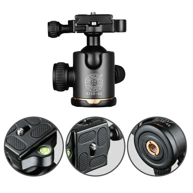Camera Tripod Ball Aluminum 360 Degree Panoramic Swivel Head with Quick Release Plate for DSLR Cameras SOONPHO QZSD-02