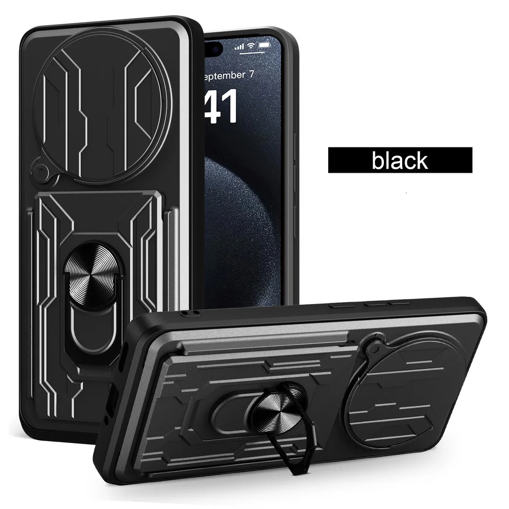 Dual-Layer Armor Case with Card Storage and Camera Protection
