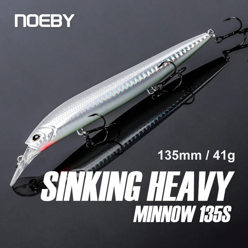 

NOEBY 135mm 41g Sinking Minnow Fishing Lures Jerkbait Wobbler Artificial Hard Baits Heavy Minnow for Saltwater Bass Fishing Lure