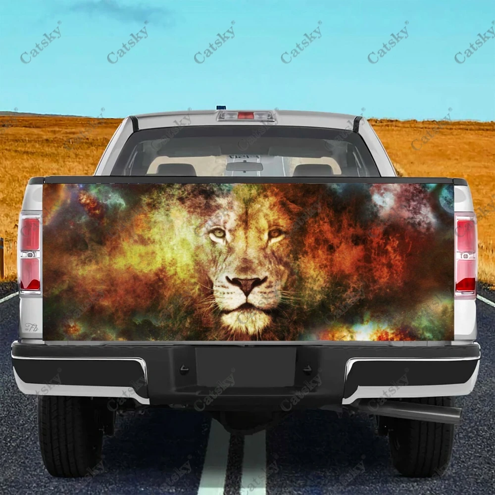 

Защитная виниловая наклейка Fire Lion Galaxy для багажника автомобиля, наклейка на колесо, украшение автомобильного капота, крышка двигателя для внедорожника, пикапа