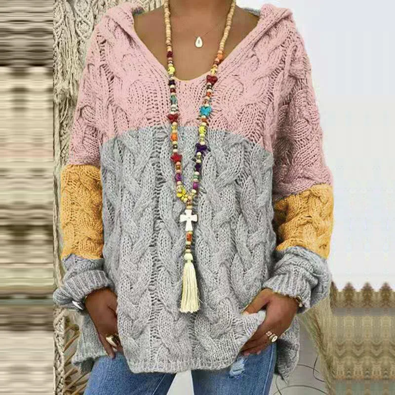 20 Colors Women Loose Twist Knot Knitted Sweaters Autumn Winter Female Knitwear Hoodie Pullover Coats XXBLH-1058