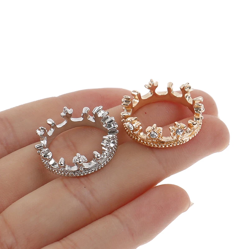 1pc Alloy Mini Crown Princess Topper Crystal Pearl Tiara Children Hair Ornaments for Wedding Birthday Party Cake Decorating Tool