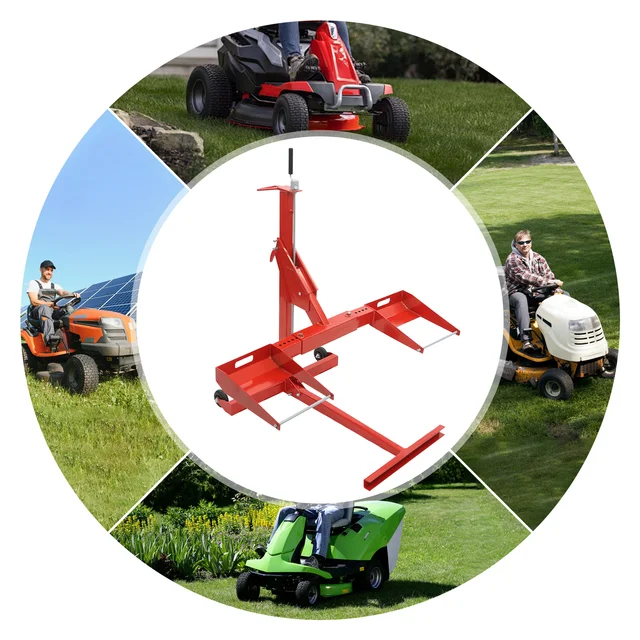 37.8x53x51in Hydraulic Cylinder Lift Jack Lawn Mower Lift Tool with 2 Wheels Adjustable Lawn Tractor for Maintenance and Repair 4 37.8x53x51in Hydraulic Cylinder Lift Jack Lawn Mower Lift Tool with 2 Wheels Adjustable Lawn Tractor for Maintenance and Repair 4
