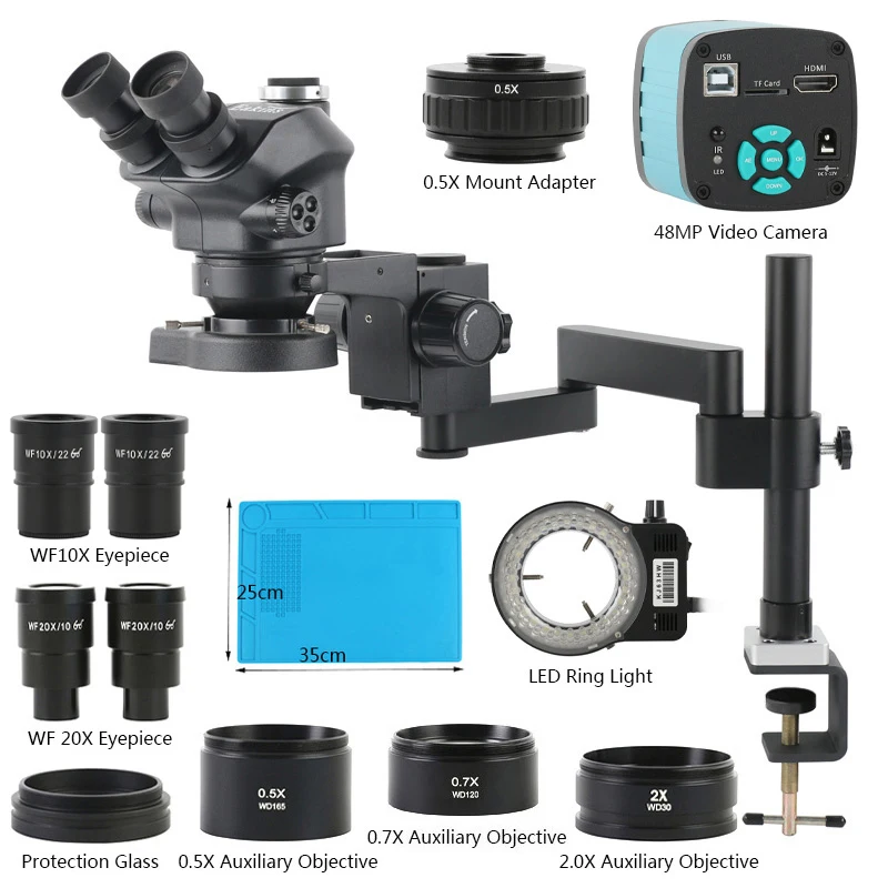 3.5X-200X Zoom Stereo Trinocular Microscope Clamp Folding