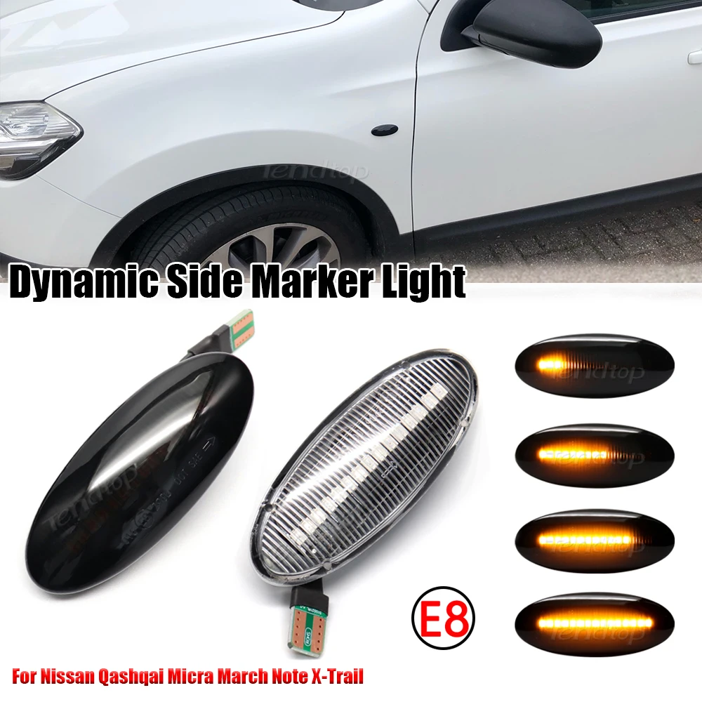 Nissan Cube Juke Leaf Micra III IV Navara D23 Note NV200 Qashqai J10 X Trail Indicatori Di Direzione Laterali Led Smoke Dynamic 2 Pz Set 94234003
