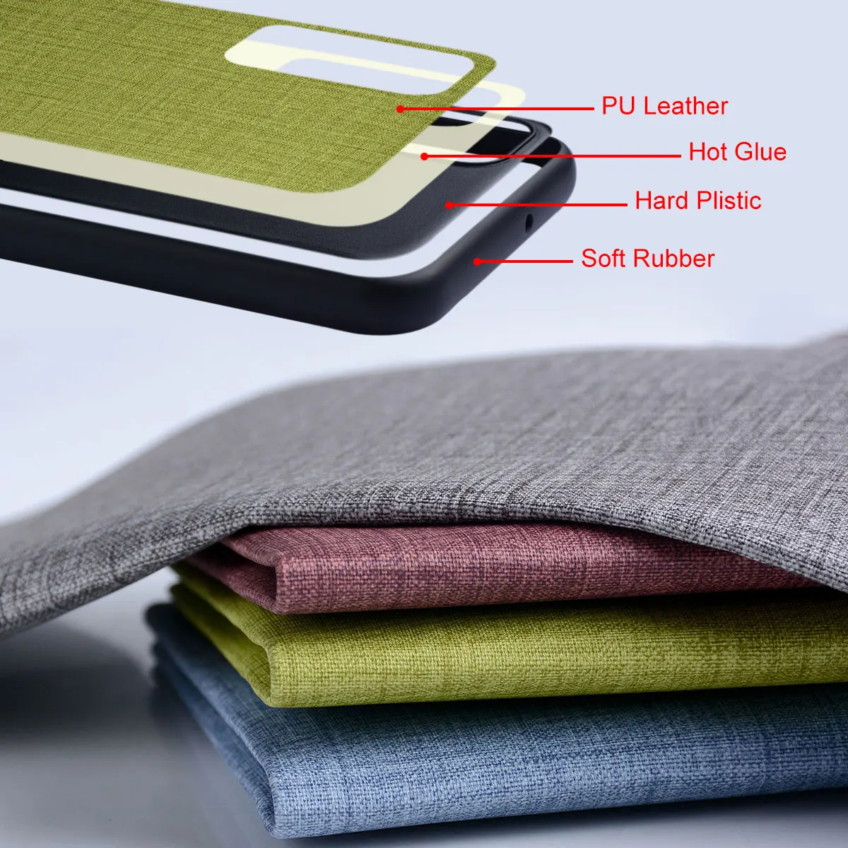 Luxury Textile Texture Leather & TPU Phone Cover - Premium Protection with Soft and Hard Shell Design