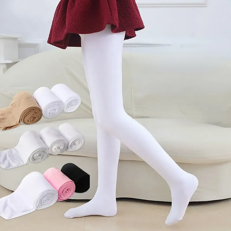 Kids Pantyhose kids pantyhose ballet tights solid color pantyhose toddler tights Spring Summer Candy Color Ballet Dance Tights for Girls Stocking Children Velvet Solid White