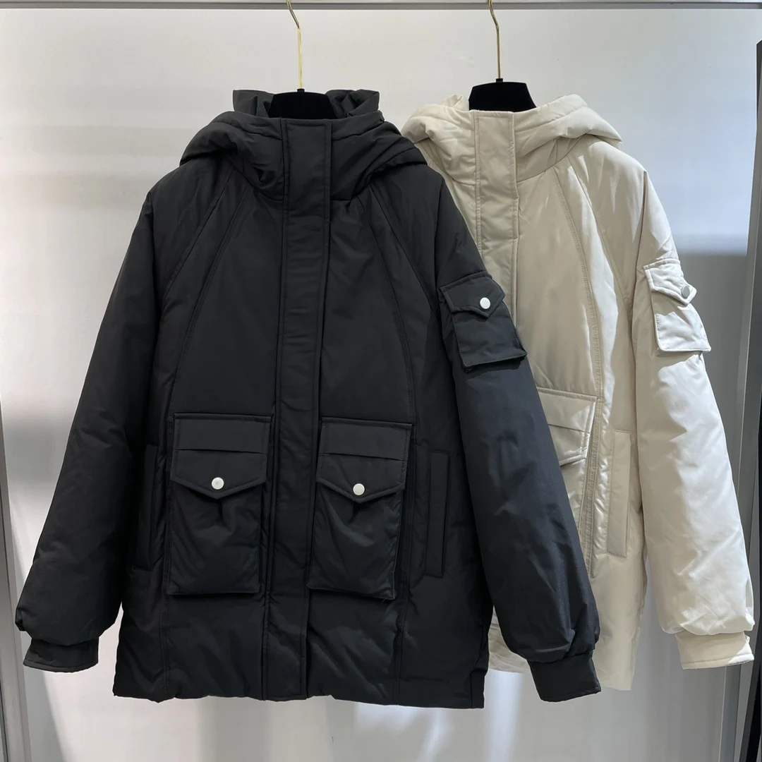 

Women's Clothing Fashion two-pocket silhouette hooded down jacket Winter New 170