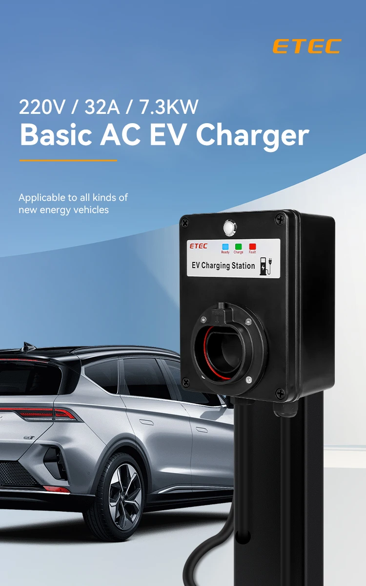EVSE Wallbox EV Charger Wall Type2 32A 22kw/7kw Single/Three Phase Mount Chargin