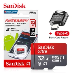 High - Speed SanDisk MicroSD Card with Type - C Card Reader - Class 10 UHS - 1 Flash Memory - 32GB Type - C