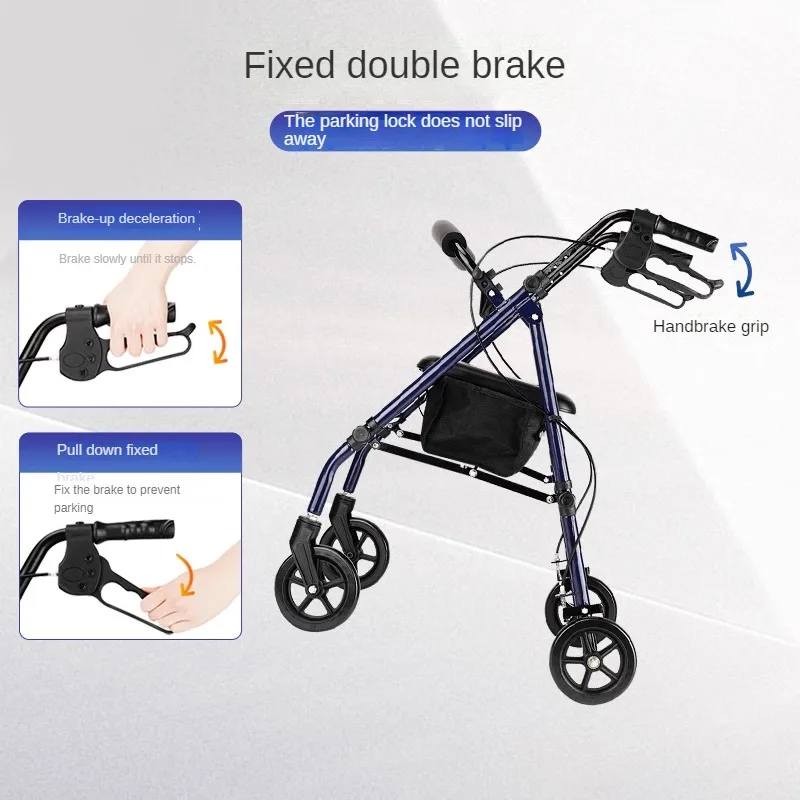 Elderly Rehabilitation Walking Aid Crutch and Walking Assistant Sit-able Pushcart with Support Anti-fall  for Seniors 2