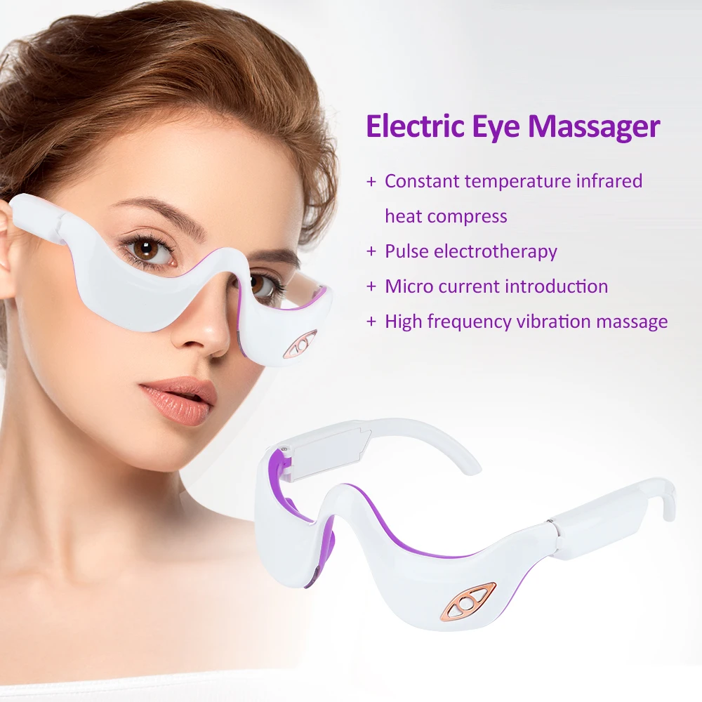 Eye Massager Infrared Heat Compress Eye Massage Remove Bags Dark Circles Facial Lifting Skin Tightening