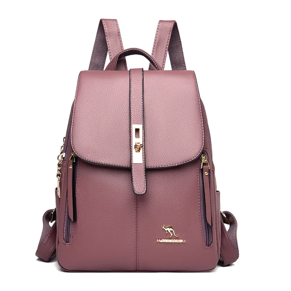 2024 Mochilas de cuero genuino para mujer, bolsos de hombro, mochilas para mujer, mochilas de viaje para mujer, mochilas escolares para adolescentes