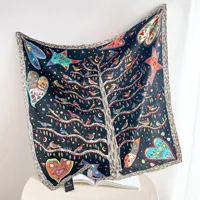 35.43" Geometric Pattern Square Scarf Imitation Silk Satin Shawl Thin Summer Sunscreen Bandana Outdoor Handbag Decoration Scarf 1