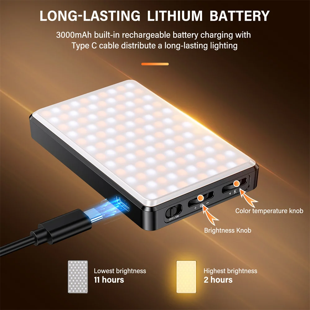 Recarregável Clip Fill Video Light Alta Potência Resistente Clip Ajustado Modos de Luz para o Telefone Ipad Tablet Selfie 120 Led - Image 6
