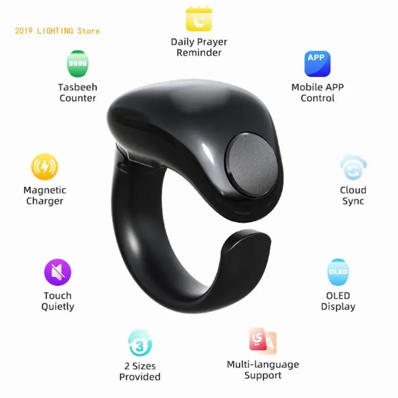 Electronic Counter Hand Tally Counter Intelligent Zikr Tasbeeh Counter Electronic Counting Tool 9999 Capacity Water Resistant for Salam Devotees Prayer
